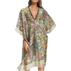 MEANBEAUTY Women's Swimwear Cover Ups Swimsuit coverup Floral Print Short Sleeve Kimono Cardigan Beach Dress 2024