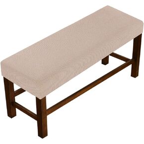 EKDJKK Dining Bench Cover, Elastic Polyester Anti-dust Removable Bench Slipcover Washable Soft Stretch Bench Seat Protector Cover for Living Room, Bedroom and Kitchen (Khaki,Size:L)