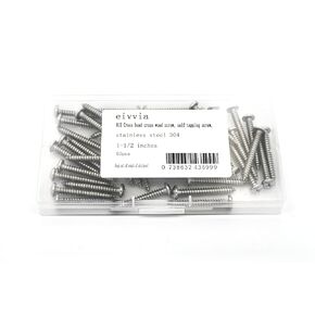 50pcs #10 X 1-1/2" Stainless Steel Cross Head Cross Wood Screw, 18-8 (304) Stainless Steel Screw, self-Tapping Screw.
