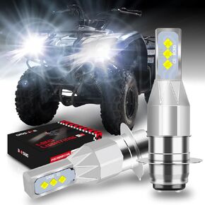 P15D H6M LED Motorcycle Headlight Bulbs 1700LM 6500K White, Super Bright High/Low Beam LED Bulbs compatible with Yamaha ATVS YFM350 400 450 660 700 Raptor(Pack of 2)
