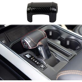 Korlot Carbon Fiber Central Control Gear Cup Holder Panel Shift Knob Head Cover Trim for Ford F150 2021+ (Gear Shift Panel)