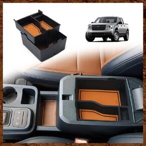Muslogy for Maverick Center Console Organizer Tray 2 Layers Armrest Storage Box Secondary Insert Tray ABS Material Pickup Interior Accessories Compatible with Ford Maverick 2022 2023 2024 (Black)