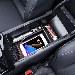 TACORBO Center Console Organizer Tray Compatible with Toyota Camry 2025 LE/SE/XLE/XSE Insert Tray Accessories, Armrest Secondary Storage Box, Black Trim