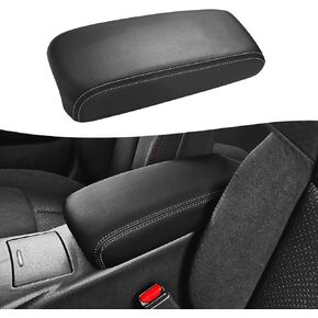 KBH Car Center Console Cover Replacement for Nissan Maxima 2016-2023, Vinyl Leather, Armrest Replace Skin Upholstery, Anti-Scratch, Black-Beige Stitch (Without Lid)