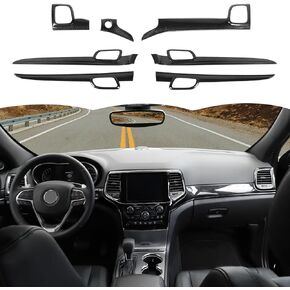 RT-TCZ Carbon Fiber Center Console Dashboard Panel Trim Inner Door Handle Cover Interior Trim Kit Decor Accessories for Jeep Grand Cherokee 2011-2020