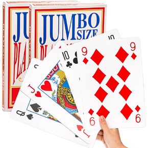 Yopay 2 Pack Jumbo Playing Cards, 8 X 11in Oversized Poker Deck of Cards, Big Giant Full Deck Huge Poker of Game Theme Magic Party Fun for School, Classroom, Senior, All Ages