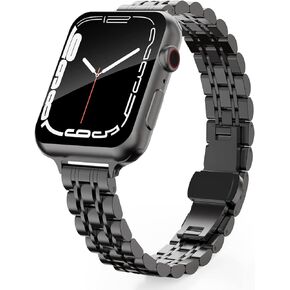 Slim Metal Watch Bands Compatible With Apple Watch 41mm 40mm 38mm 45mm 42mm 44mm 49mm, Thin Stainless Steel Chain Link for Women iWatch Series 9/8/7/SE/Ultra/6/5/4/3/2/1