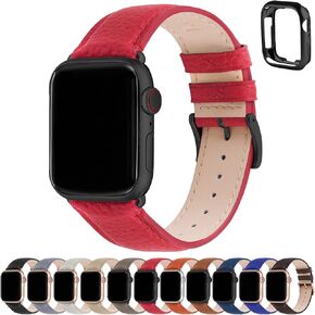 أحزمة جلدية من Fullmosa متوافقة مع سوار ساعة Apple مقاس 38 مم 40 مم 41 مم 42 مم 44 مم 45 مم 49 مم، حزام iWatch أنيق مع حافظة لسلسلة iWatch 9 8 7 6 5 4 3 2 1 SE Ultra 2 1 للنساء