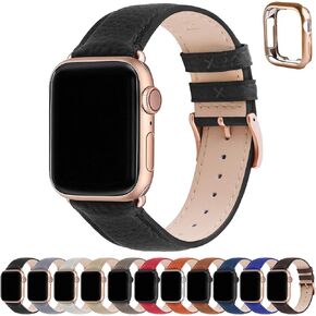 Fullmosa Leather Bands Compatible Apple Watch Band 38mm 40mm 41mm 42mm 44mm 45mm 49mm, Dressy Chic iWatch Strap with Case for iWatch Series 9 8 7 6 5 4 3 2 1 SE Ultra 2 1 for Women