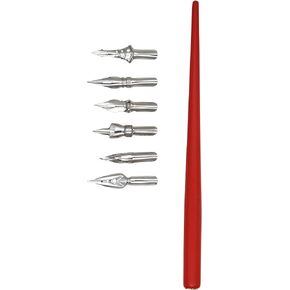 Gullor Calligraphy Dip Pens Manga Artist Cartoon Comic Drawing Painting Kit Tool with 6 Nibs, Brown