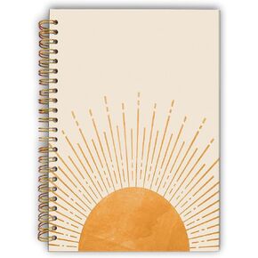 Abstract Boho Sun Sunrise Sunset Sunshine Spiral Notebook College Ruled 5.5×8.3 Inches Hard Cover Journal Notebooks for Journaling Writing Work Office Notes Women,Boho Sun Lover Gifts for Women
