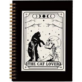 The Cat Lover Vintage Notebook,Cat Mom Lovers Owners Gifts,Skeleton Journals for Women Girls,Hardcover Spiral Notebook 5.5x8.3