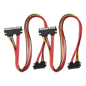 2PCS 7+15 22 Pin SATA Male to Female Data Power SATA Data Power Combo Extension Cables for SATA Hard Disk and SATA Optical Drive 50cm