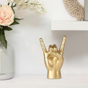 Rock and Roll Finger Sculpture,Desk for Men Music Room Night Stand Rock Decor, Home Aestheticdecor Hand Figurine Sign Language Gifts (White)