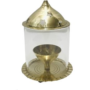 Brass Akhand Diya Jyot Diya Golden Diya Jyot Deepak Pooja Dia Brass Diwali Puja Diwali Diya/Deepawali Deepak Oil Lamps Lantern Navratri Pooja Diya Engraved Christmas Gift Items Size- 5 inch