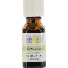 Aura Cacia 100% Pure Geranium Essential Oil | GC/MS Tested for Purity | 15 ml (0.5 fl. oz.) | Pelargonium graveolens