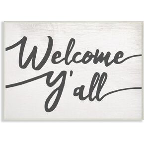 Stupell Industries Southern Welcome Y'all Script Typography Canvas Wall Art, 16 x 20, Multi-Color