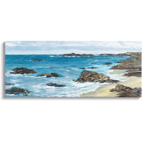 Stupell Industries Rocky Beach Coast Painting Canvas Wall Art, Design by Julie DeRice