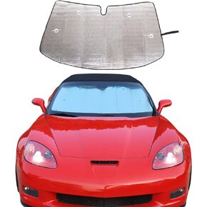 Windshield Sunshade Fit for Chevrolet Corvette C6 2005-2013, Folding Car Sun Shade for Front Window, Auto Sun Protection Visors Blocks UV Rays and Keeps Vehicle Cool (1PCS)