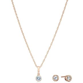 MORGAN & PAIGE Dainty 925 Sterling Silver Gemstone Birthstone Petite Stud Earrings and 16" Pendant Necklace Jewelry Set