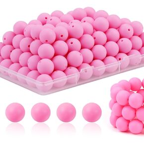 100Pcs Silicone Beads, 15mm Silicone Beads for Keychain Making Bulk Silicone Beads for Pens and Round Silicone Focal Beads for Bracelet Making (Black)