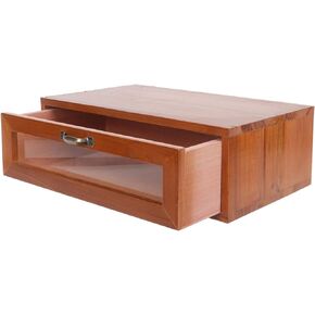 TOPBATHY Wood Monitor Stand Riser Drawer: Retro Desktop Stand Desk Storage Organizer TV Shelf Stand Dresser Box for Laptop Computer Notebook PC