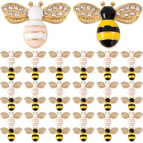 RP Remarkable Power, Enamel Bee Charms Pendants Rhinestone Honeybee Charms