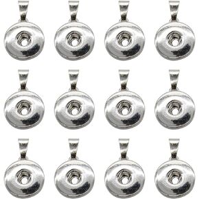 AUEAR, 20 Pack Hang Snap Base Pendant 18mm for Interchangeable Snaps Charms Jewelry Making Silver