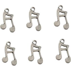 Yansanido Pack of 100 Alloy Antique Lovely Fashion Mini Musical Note 17x11mm Charms Pendants for Making Bracelet and Necklace (Musical Note 100pcs Silver)