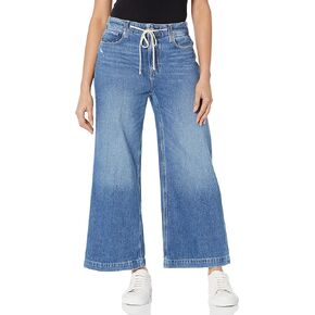 PAIGE Women's Zoey W/Tie High Rise Wide Leg Ankle Length in Sledge Distressed