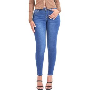 YMI Women's Junior Wannabettabutt Repreve Mid-Rise Skinny Jeans with a Finish Hem