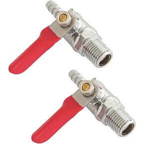 Brass 1/4" NPT Male to 5/16" Barb Shut-Off Ball Valve for Water Fuel Air (Pack of 2)