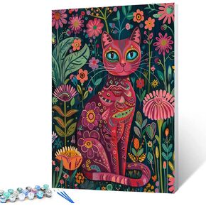 مجموعات طلاء فراشة الزهور من Tucocoo بالأرقام مقاس 16 × 20 بوصة، لوحة زيتية سهلة الاستخدام للبالغين مع فرش وصبغة أكريليك، صورة زهور برية مجردة ملونة لديكور المنزل (بدون إطار)