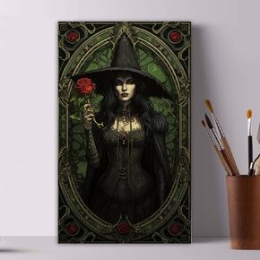 Tucocoo Halloween Witches DIY Paint by Numbers for Adults Scary Skeleton Easy Paint by Numbers for Beginner DIY Acrylic Painting Kits for Home Wall Art Decor Aesthetic 12''x20''inch Without Frame