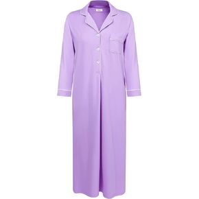 Joyaria Womens Cotton Nightgown Long Sleeve Full Length Nightshirt