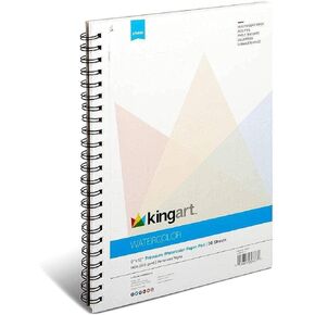 KINGART 9 x 12 Inch Watercolor Pad, 30 Sheets 140lb/300gsm, Spiral Bound Acid Free Cold Pressed Paper, Painting & Drawing Sketchbook, Art Supplies for Wet, Dry & Mixed Media