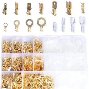 1000 Pcs 2.8/4.8/6.3 mm Quick Splice Crimp Terminals Male Female Wire Spade Connector Wire Crimp Terminal Block with Insulating Sleeve Assortment Kit for Car Audio Speaker Electrical Wiring