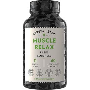 Crystal Star Muscle Relax (60 Capsules) – Herbal Relief from Sore Muscles, Cramps & Spasms – Valerian Root, Jamaica Dogwood & Cramp Bark - Non-GMO & Gluten Free