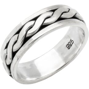 MENS 7mm Solid 925 Sterling Silver Ring, Finger Ring, Plain Fidget Spinning Ring | Men's Spinner Silver Ring size 6-13