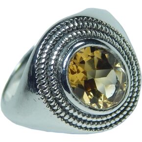 925 Sterling Silver Gemstone Ring Natural Citrine Oval Faceted Ring Jewelry Vintage Silver Ring Statement Ring Beautiful Ring Gift For Her Designer Ring