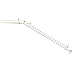 Kenney KN80723 Mission Step Square End ديكور نافذة الخليج قضيب ستارة مزدوج، 78-144 بوصة طول قابل للتعديل (22-37 بوصة الجوانب، 28-72 بوصة وسط) لمسة نهائية سوداء، أنبوب فولاذي بقطر 3/4 بوصة