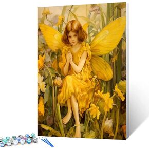 Bluebell Fairy Lilac Oil Painting Paint by Number Kits 16 x 20 inch Canvas Fairy Tales Purple Flowers Spirit DIY Painting for Kids Students Adults Beginner with Brushes Acrylic Pigment(without Frame)