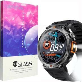 Compatible for EIGIIS KE3, KE5 Smart Watch Screen Protector, [3 Pack] Lamshaw 9H Tempered Glass Screen Protector Film Compatible for EIGIIS, KLOGIPOW, JELLOO, WitUser, VOPOCO, LaNikar DWTKE3 KE3 1.45" Military Smart Watch, LaNikar KE5 (3 Pack)