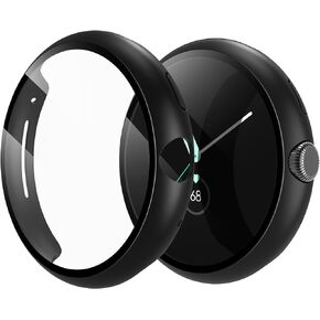 2-Pack Hard Case Compatible with Google Pixel Watch 2 (2023) / Pixel Watch 41mm with Screen Protector, Anti-Drop Ultra-Thin Full Coverage Cover for Pixel Watch, Transparent