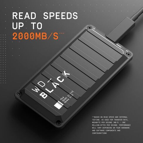 WD_BLACK 500GB P50 Game Drive SSD - Portable External Solid State Drive, Compatible with Playstation, Xbox, PC, & Mac, Up to 2,000 MB/s - WDBA3S5000ABK-WESN in Saudi Arabia