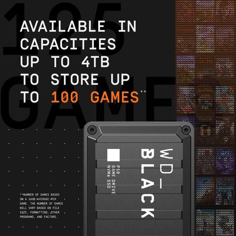 WD_BLACK 500GB P50 Game Drive SSD - Portable External Solid State Drive, Compatible with Playstation, Xbox, PC, & Mac, Up to 2,000 MB/s - WDBA3S5000ABK-WESN in Saudi Arabia