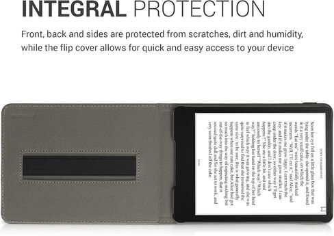 غطاء kwmobile لجهاز Amazon Kindle Paperwhite 11. Generation 2021 - حافظة قارئ إلكتروني من القماش مع حزام يد مدمج وحامل - رمادي in Saudi Arabia