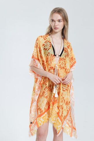 ملابس سباحة نسائية من MEANBEAUTY ملابس سباحة لتغطية ملابس السباحة مطبوعة بالورود وأكمام قصيرة كيمونو كارديجان فستان الشاطئ 2024 in Kuwait