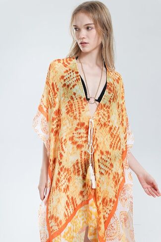 ملابس سباحة نسائية من MEANBEAUTY ملابس سباحة لتغطية ملابس السباحة مطبوعة بالورود وأكمام قصيرة كيمونو كارديجان فستان الشاطئ 2024 in Kuwait