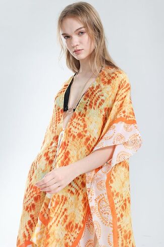 ملابس سباحة نسائية من MEANBEAUTY ملابس سباحة لتغطية ملابس السباحة مطبوعة بالورود وأكمام قصيرة كيمونو كارديجان فستان الشاطئ 2024 in Kuwait